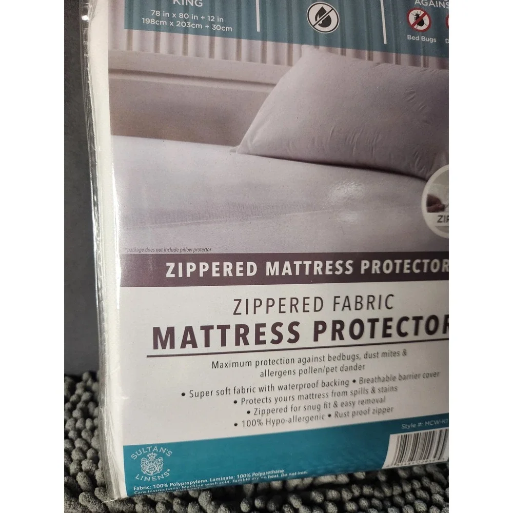 Sultan's Zippered‎ FABRIC Mattress Cover Waterproof Bug Free KING SIZE~NEW!